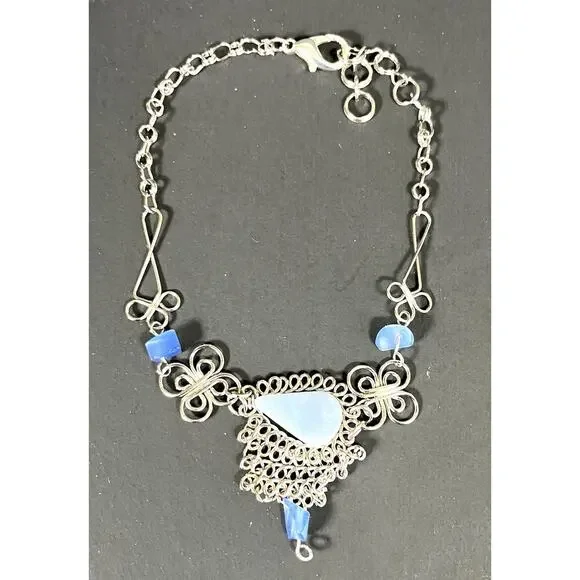 Handmade Anklet With Angelite Semiprecious Stone - Picture 2 of 3